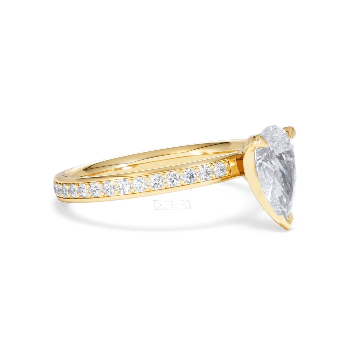 Origin 1.25ct Pear Cut Lab Diamond Solitaire Engagement Ring with Side Stones in 18K Yellow Gold - Image 18