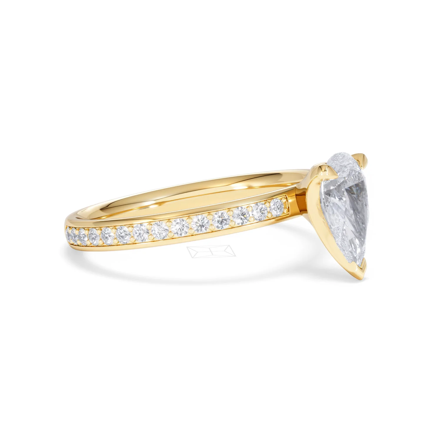 Origin 1.25ct Pear Cut Lab Diamond Solitaire Engagement Ring with Side Stones in 18K Yellow Gold - Image 19