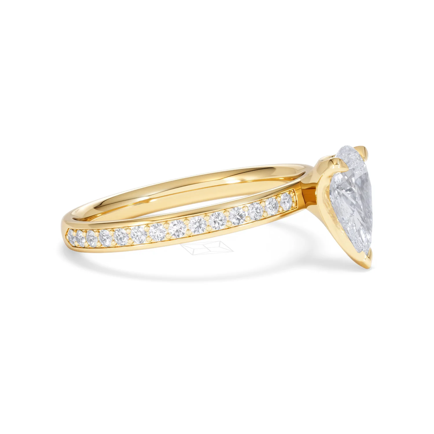 Origin 1.25ct Pear Cut Lab Diamond Solitaire Engagement Ring with Side Stones in 18K Yellow Gold - Image 21