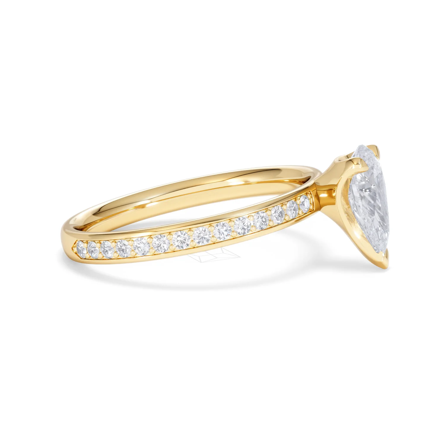 Origin 1.25ct Pear Cut Lab Diamond Solitaire Engagement Ring with Side Stones in 18K Yellow Gold - Image 23
