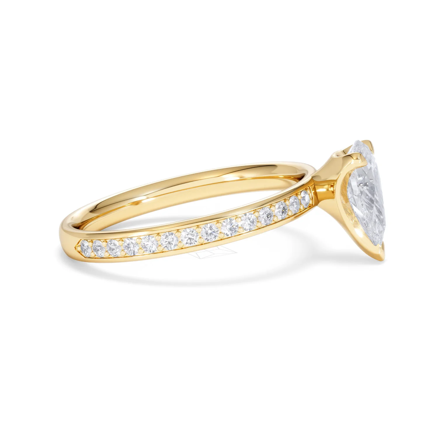 Origin 1.25ct Pear Cut Lab Diamond Solitaire Engagement Ring with Side Stones in 18K Yellow Gold - Image 24