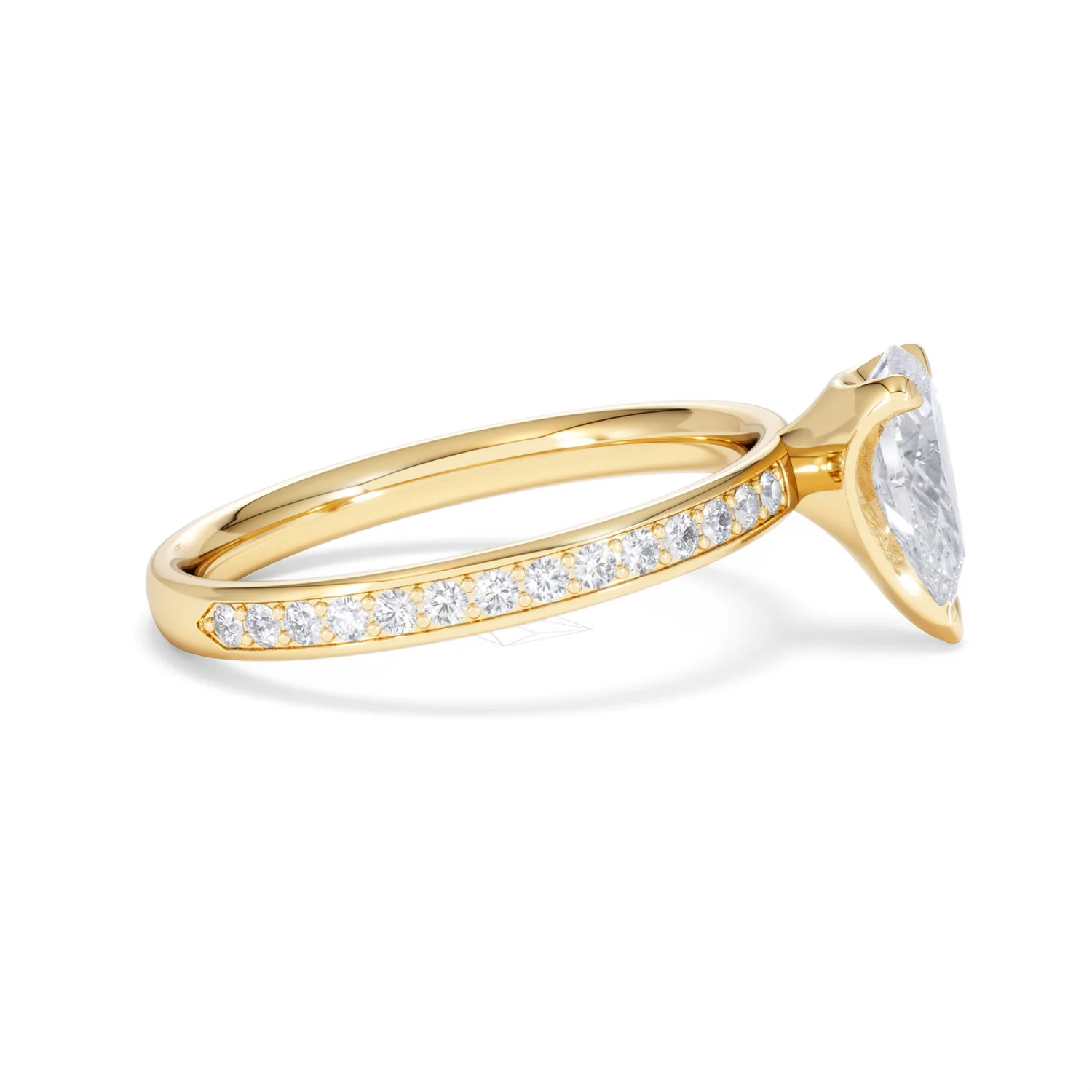 Origin 1.25ct Pear Cut Lab Diamond Solitaire Engagement Ring with Side Stones in 18K Yellow Gold - Image 25
