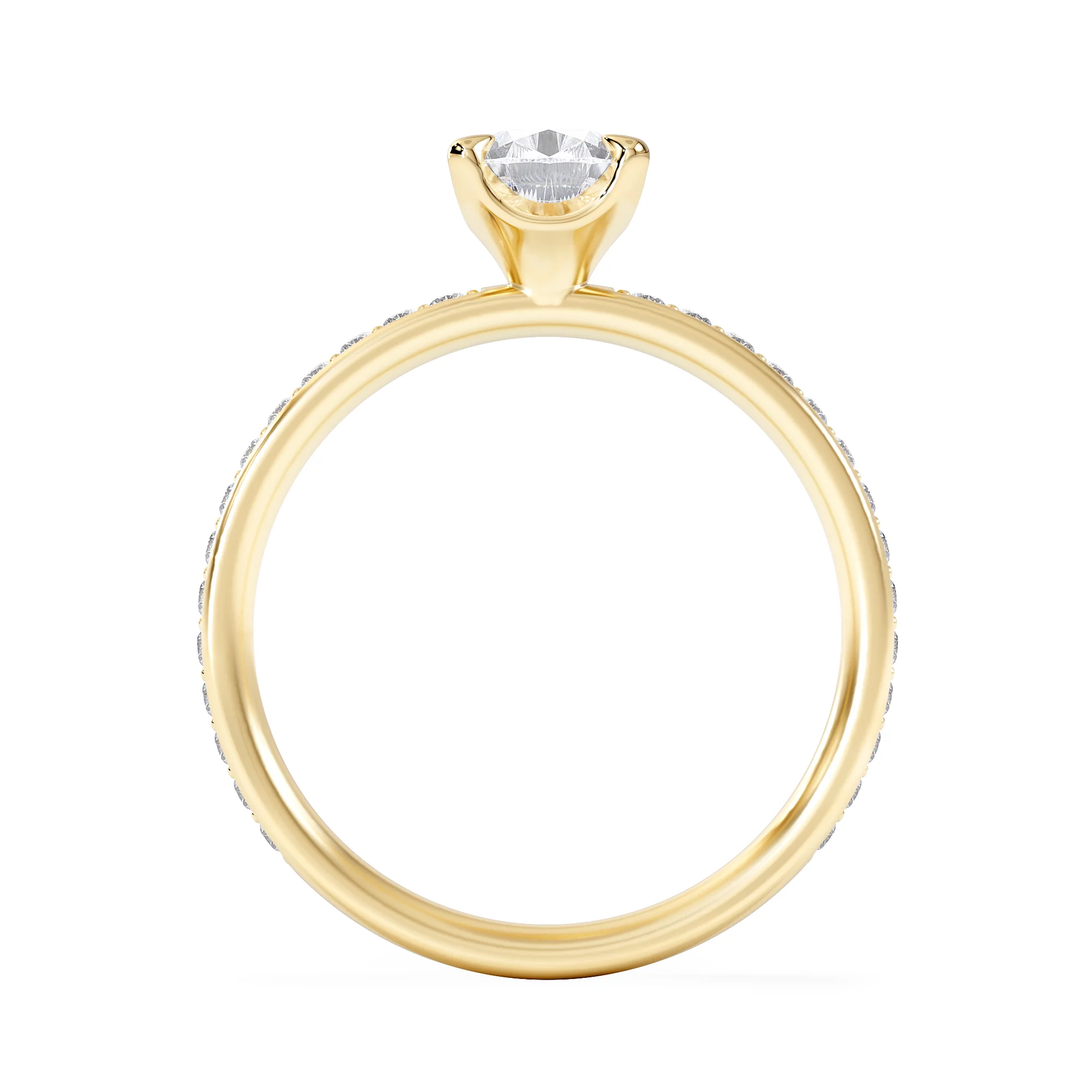 Origin 1.25ct Pear Cut Lab Diamond Solitaire Engagement Ring with Side Stones in 18K Yellow Gold - Image 3