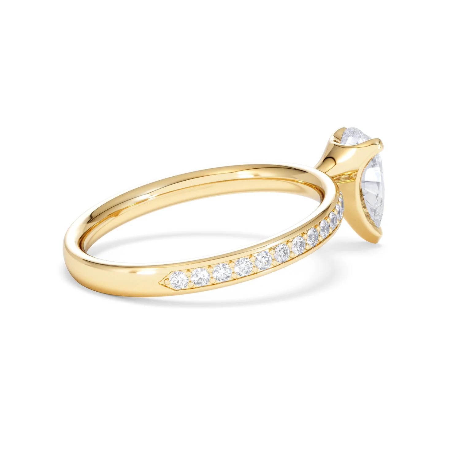 Origin 1.25ct Pear Cut Lab Diamond Solitaire Engagement Ring with Side Stones in 18K Yellow Gold - Image 33