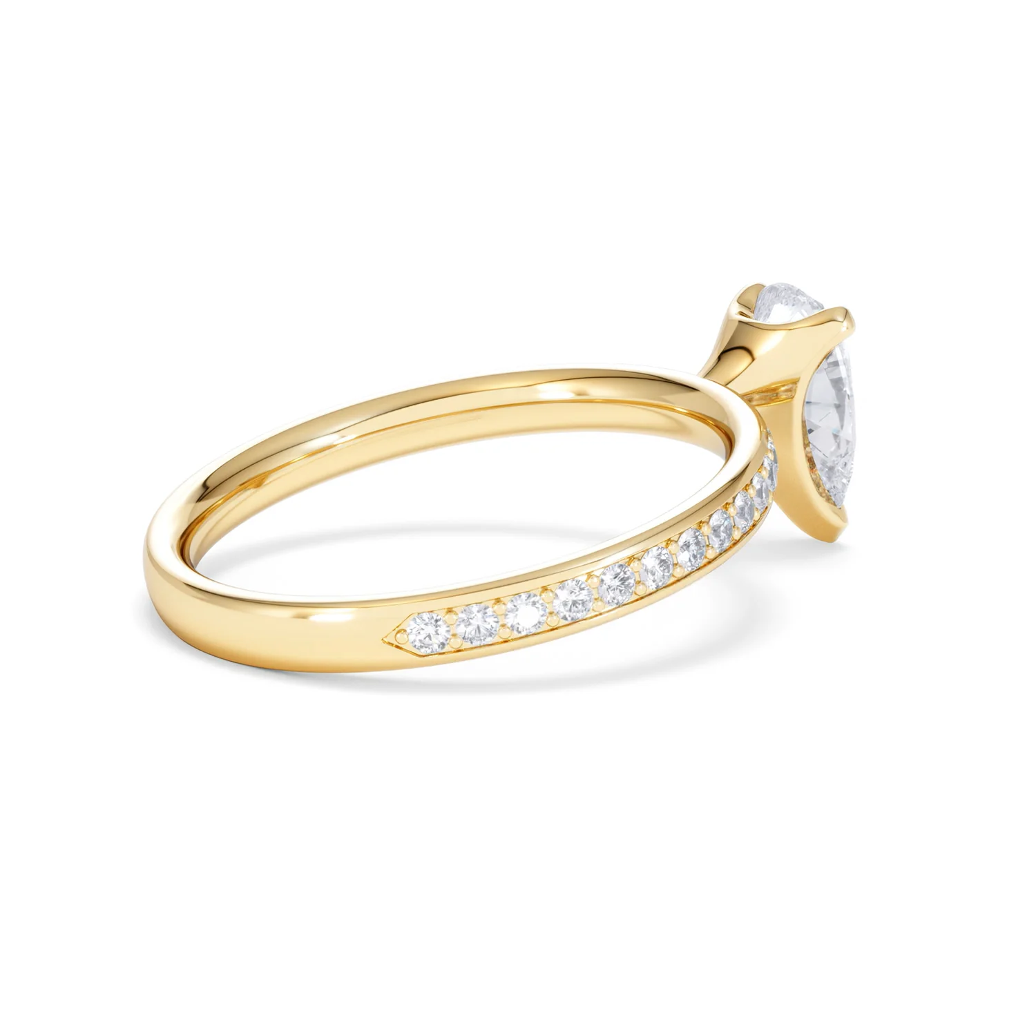 Origin 1.25ct Pear Cut Lab Diamond Solitaire Engagement Ring with Side Stones in 18K Yellow Gold - Image 34