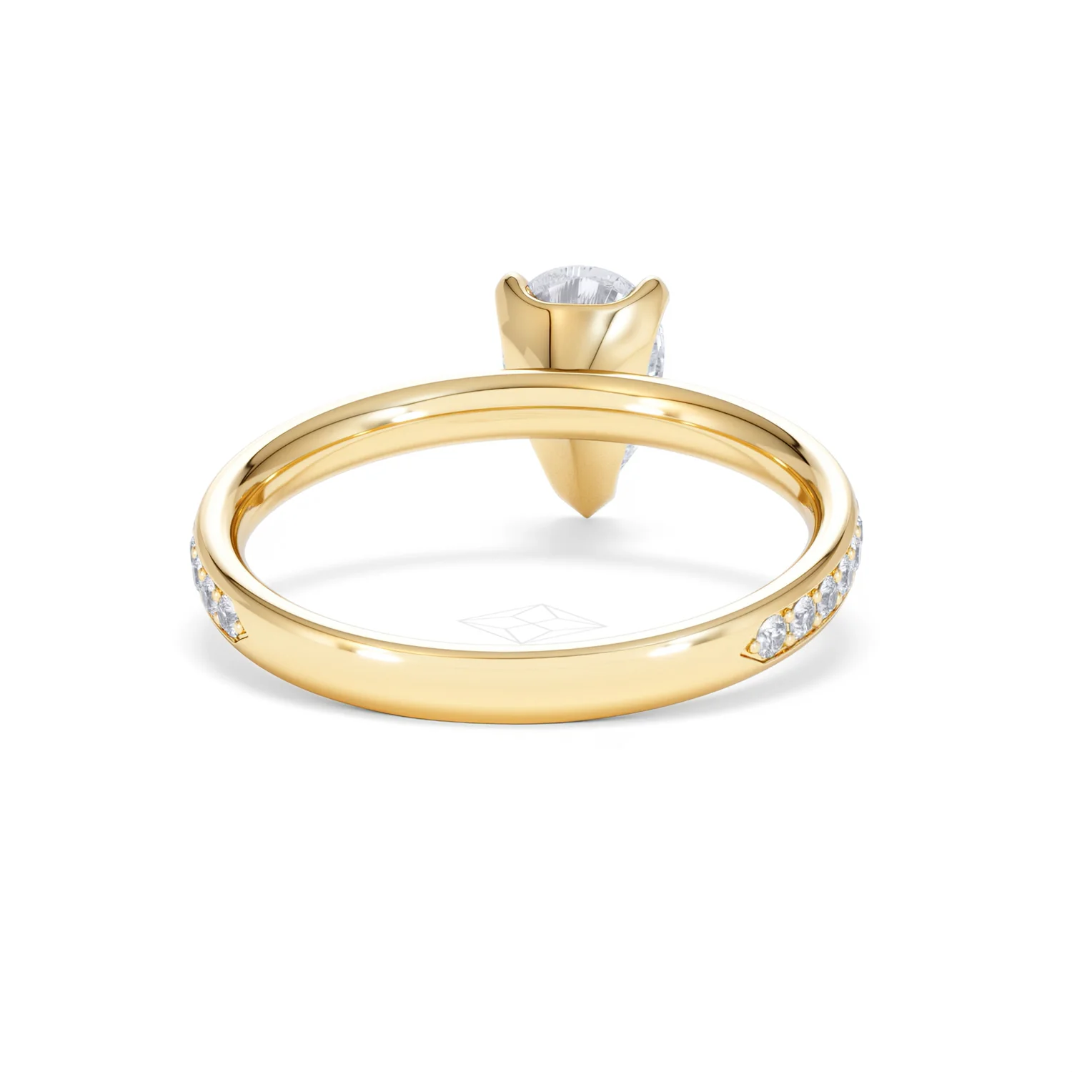 Origin 1.25ct Pear Cut Lab Diamond Solitaire Engagement Ring with Side Stones in 18K Yellow Gold - Image 45