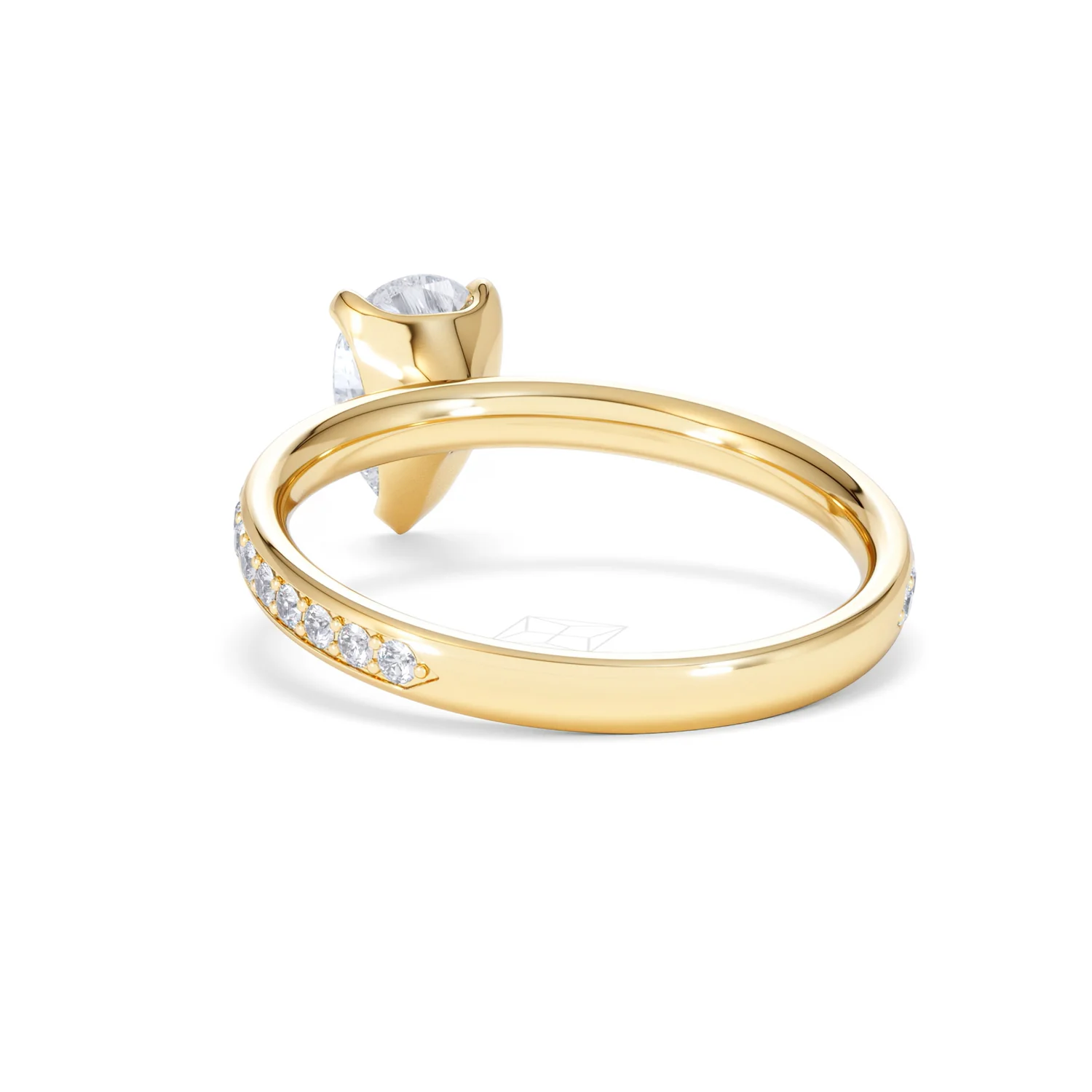Origin 1.25ct Pear Cut Lab Diamond Solitaire Engagement Ring with Side Stones in 18K Yellow Gold - Image 52