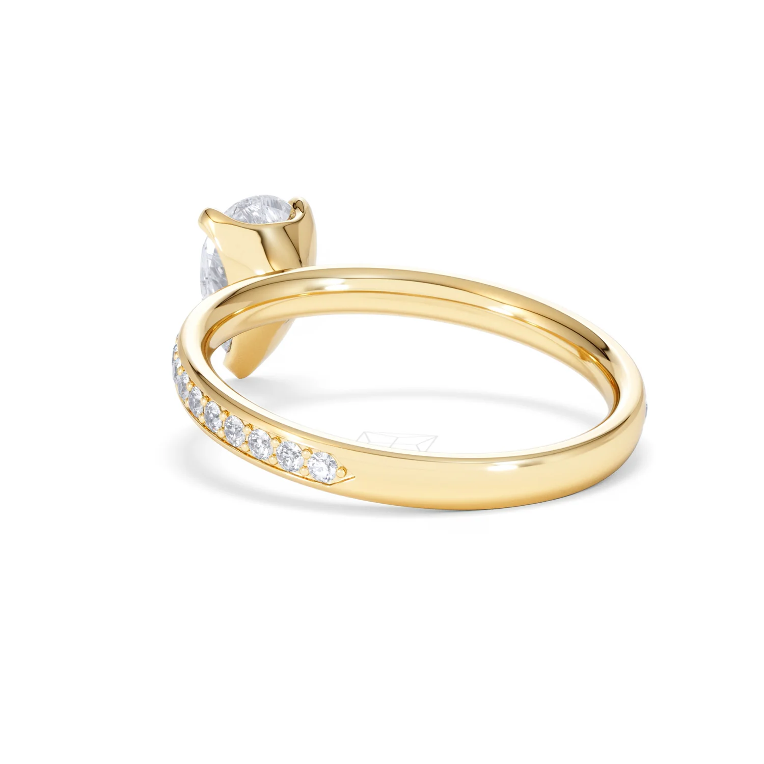 Origin 1.25ct Pear Cut Lab Diamond Solitaire Engagement Ring with Side Stones in 18K Yellow Gold - Image 54