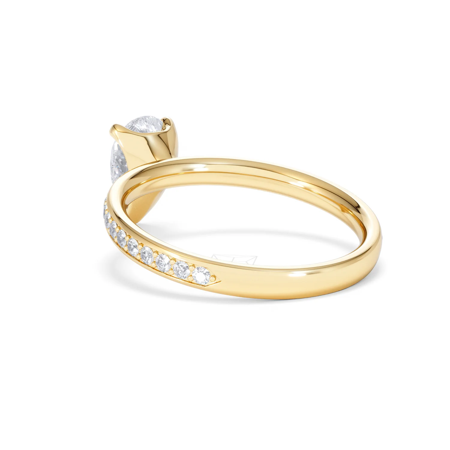 Origin 1.25ct Pear Cut Lab Diamond Solitaire Engagement Ring with Side Stones in 18K Yellow Gold - Image 55