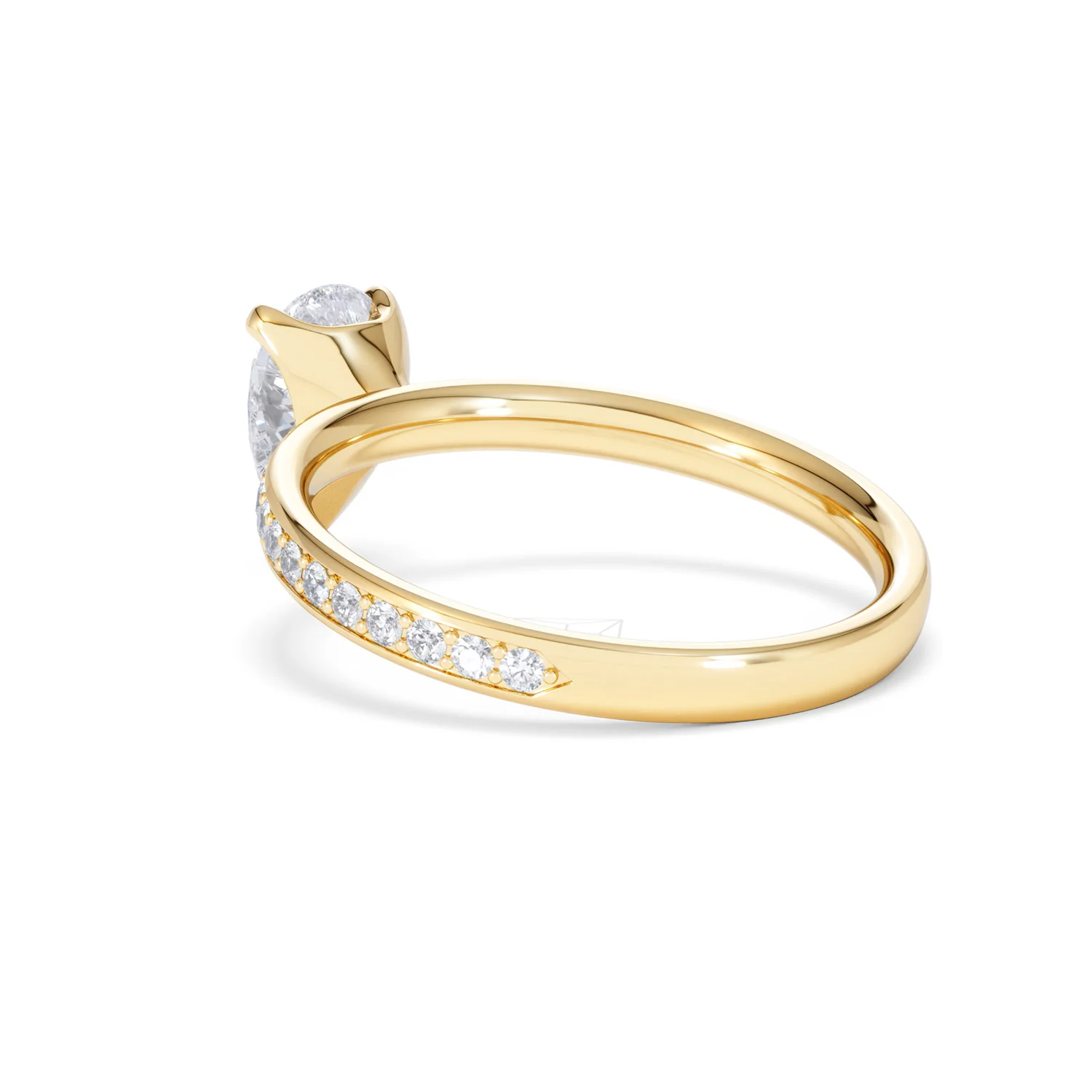 Origin 1.25ct Pear Cut Lab Diamond Solitaire Engagement Ring with Side Stones in 18K Yellow Gold - Image 56