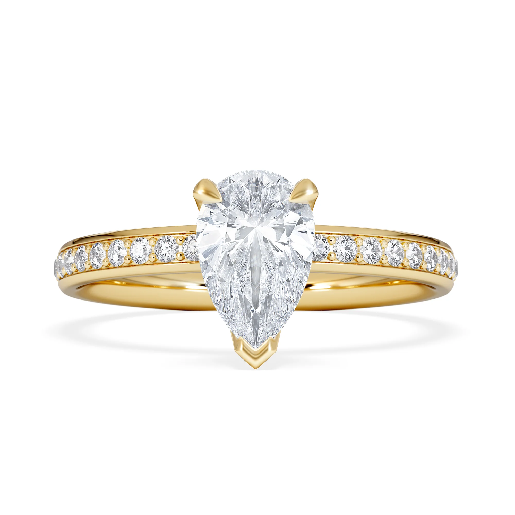 Origin 1.25ct Pear Cut Lab Diamond Solitaire Engagement Ring with Side Stones in 18K Yellow Gold - Image 6