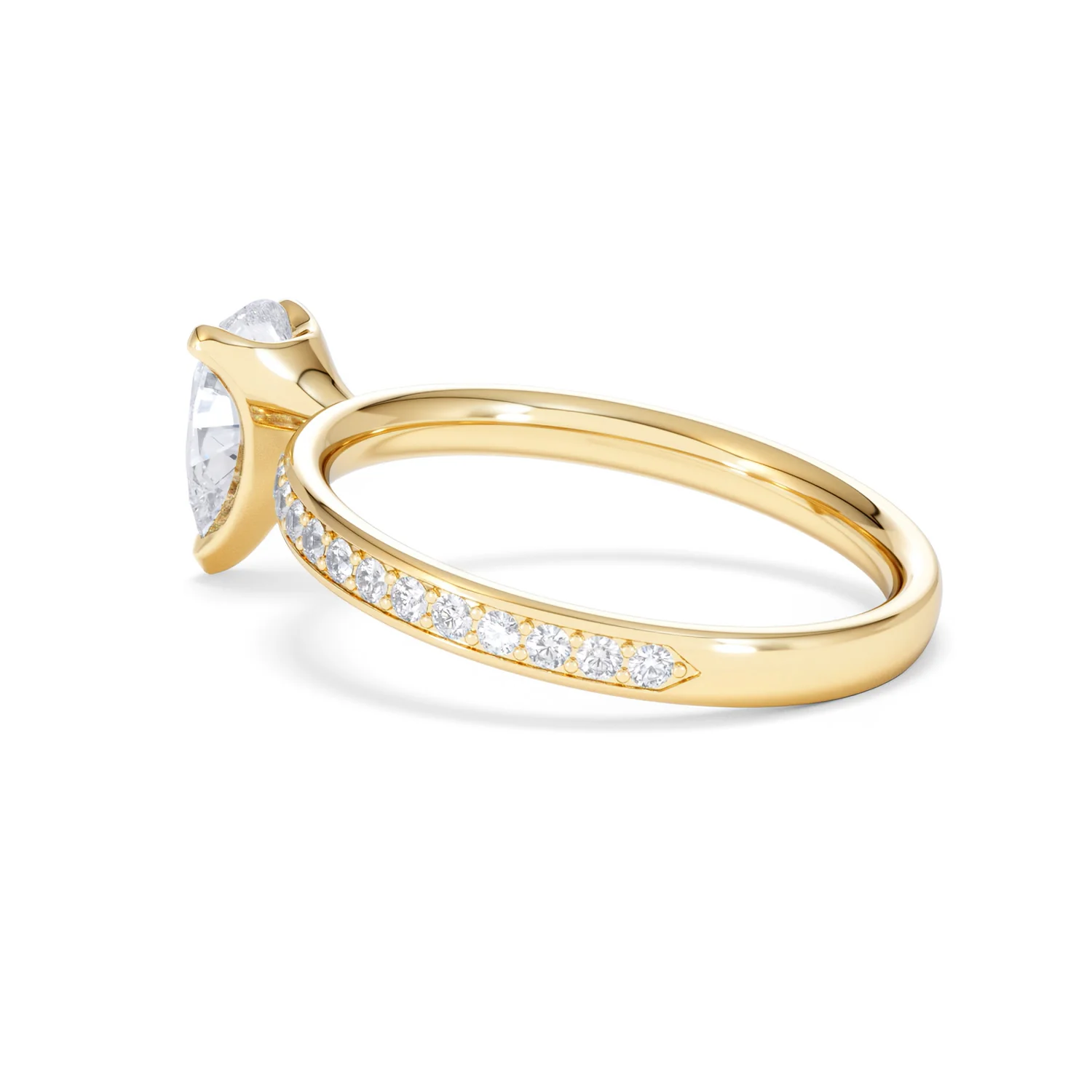 Origin 1.25ct Pear Cut Lab Diamond Solitaire Engagement Ring with Side Stones in 18K Yellow Gold - Image 60