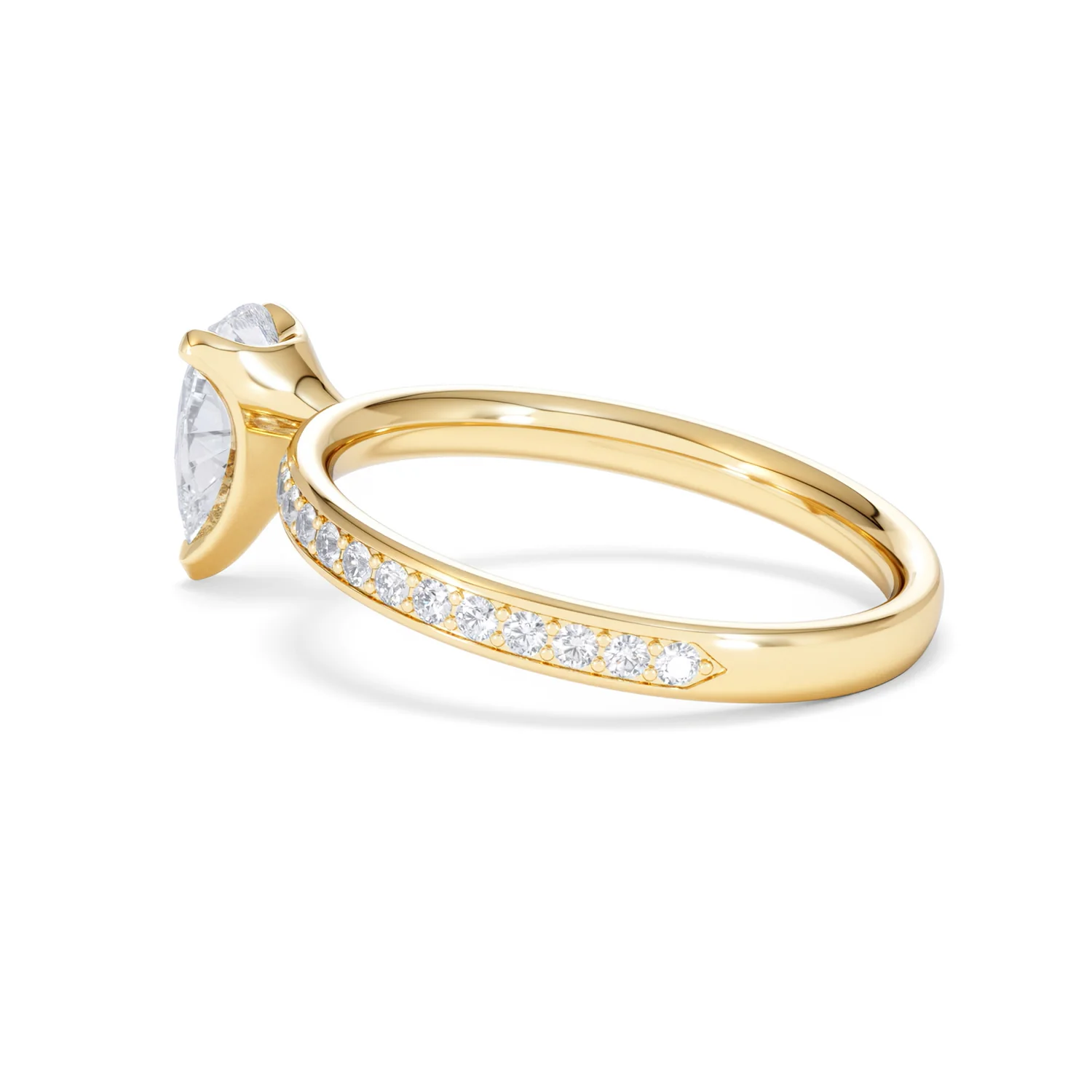 Origin 1.25ct Pear Cut Lab Diamond Solitaire Engagement Ring with Side Stones in 18K Yellow Gold - Image 61