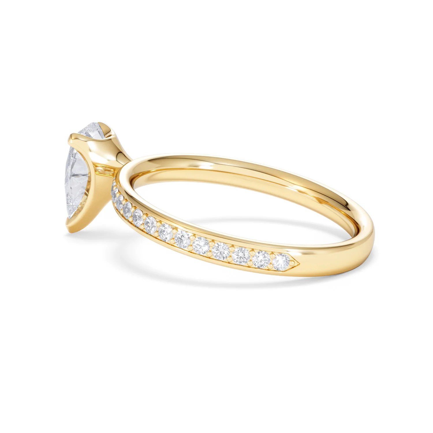 Origin 1.25ct Pear Cut Lab Diamond Solitaire Engagement Ring with Side Stones in 18K Yellow Gold - Image 62