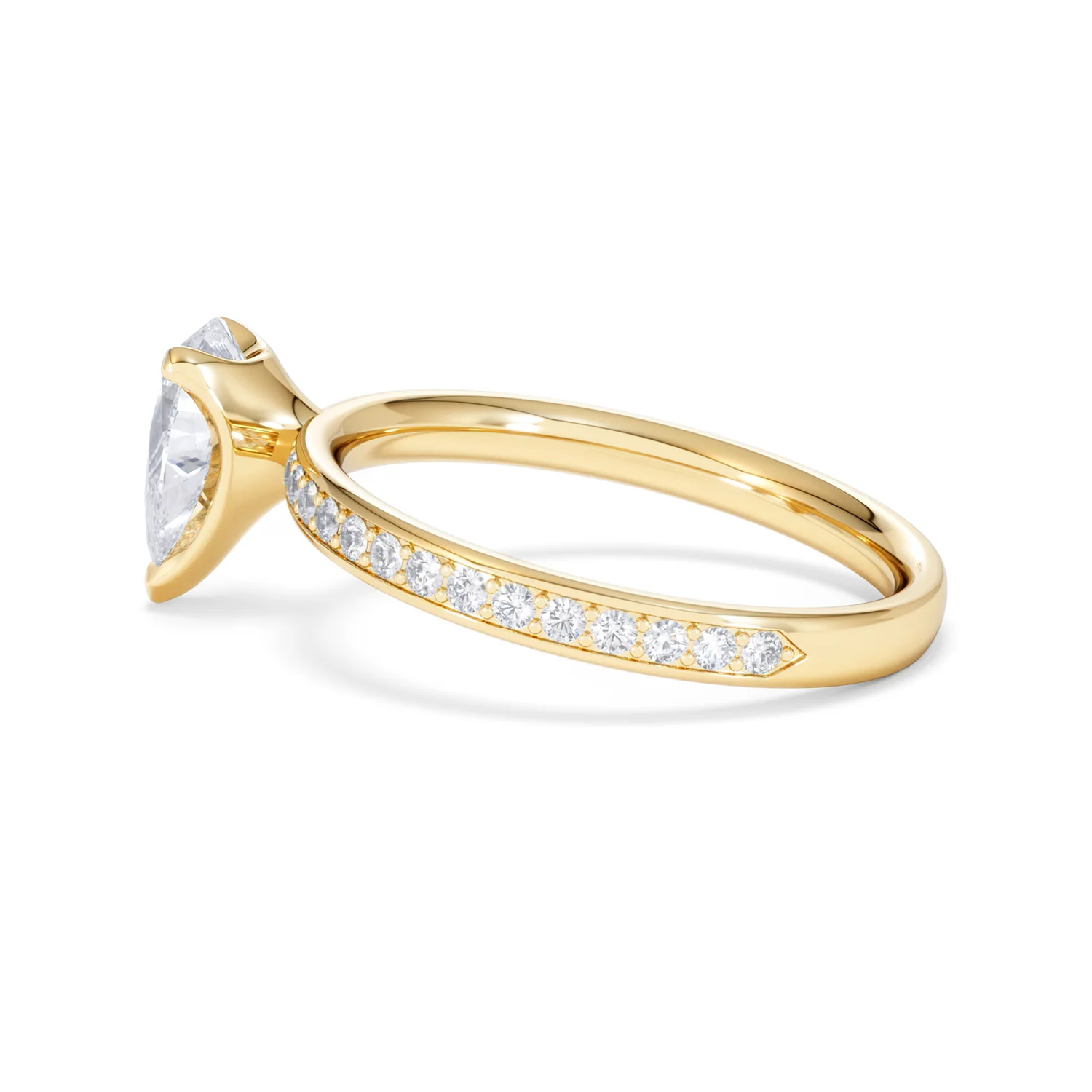 Origin 1.25ct Pear Cut Lab Diamond Solitaire Engagement Ring with Side Stones in 18K Yellow Gold - Image 64
