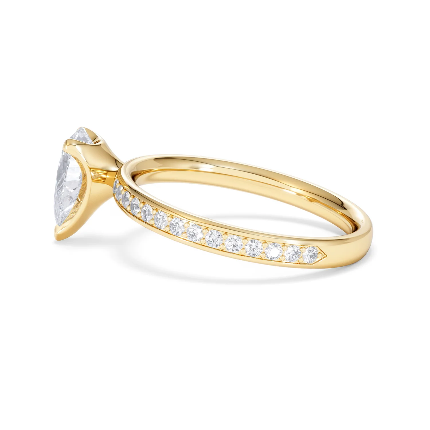 Origin 1.25ct Pear Cut Lab Diamond Solitaire Engagement Ring with Side Stones in 18K Yellow Gold - Image 65