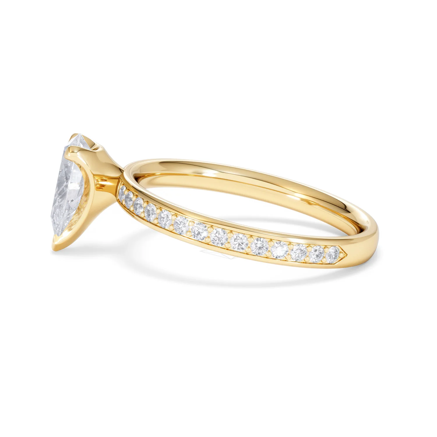 Origin 1.25ct Pear Cut Lab Diamond Solitaire Engagement Ring with Side Stones in 18K Yellow Gold - Image 67
