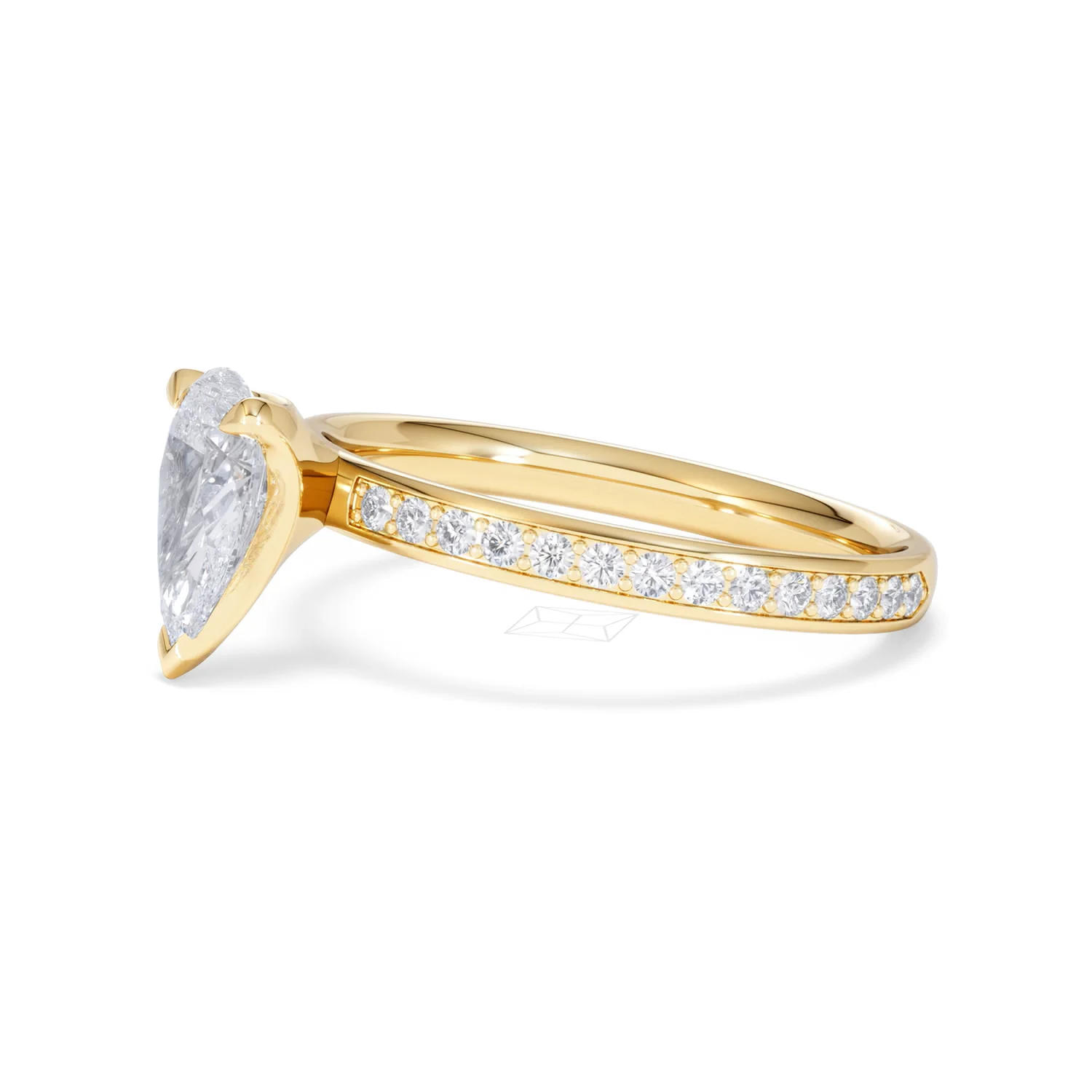 Origin 1.25ct Pear Cut Lab Diamond Solitaire Engagement Ring with Side Stones in 18K Yellow Gold - Image 73