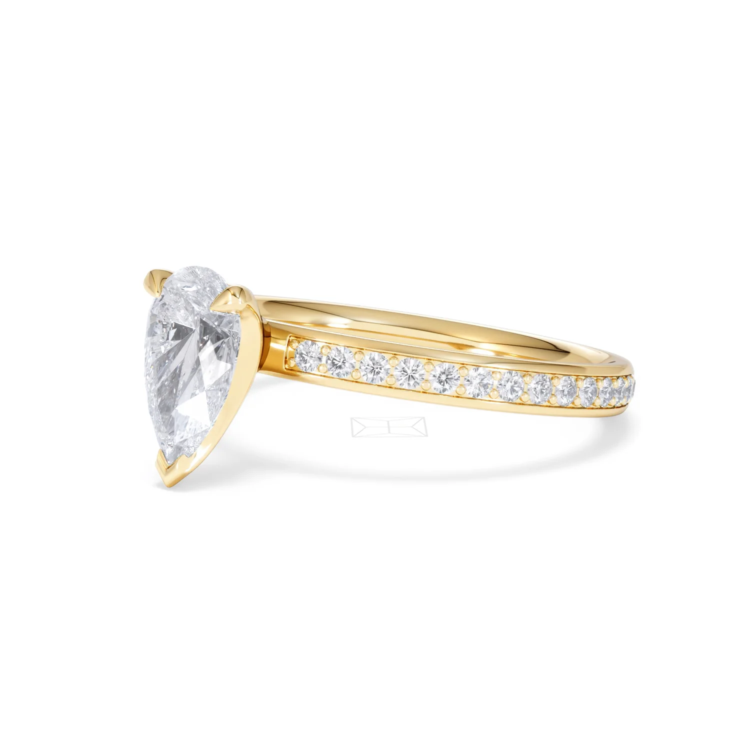 Origin 1.25ct Pear Cut Lab Diamond Solitaire Engagement Ring with Side Stones in 18K Yellow Gold - Image 77