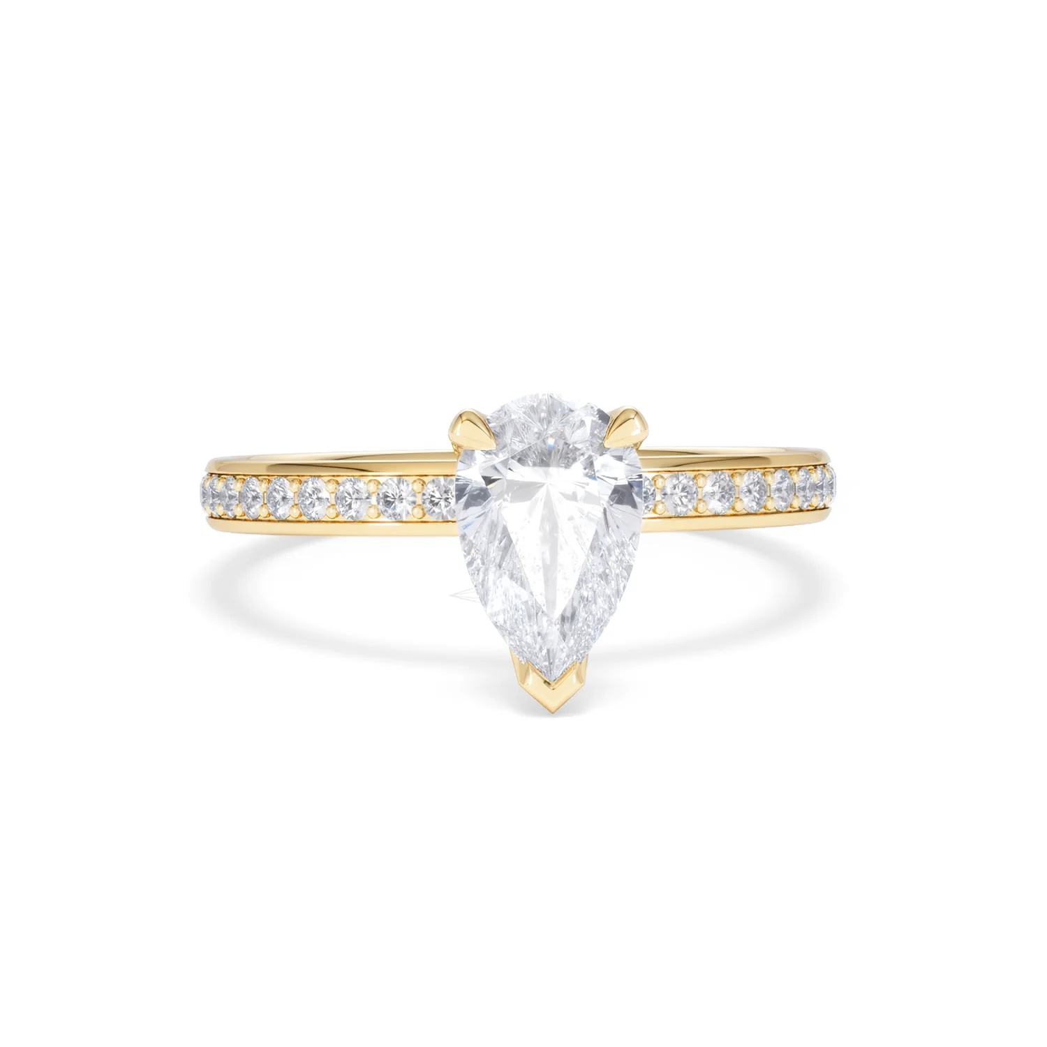 Origin 1.25ct Pear Cut Lab Diamond Solitaire Engagement Ring with Side Stones in 18K Yellow Gold - Image 8