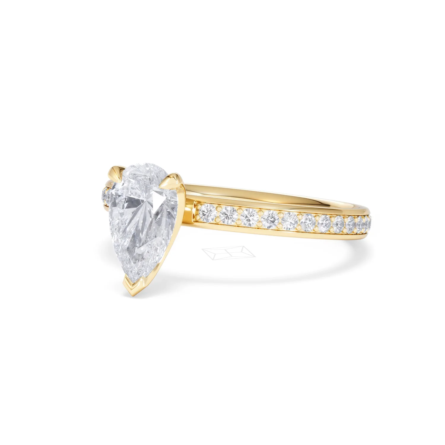 Origin 1.25ct Pear Cut Lab Diamond Solitaire Engagement Ring with Side Stones in 18K Yellow Gold - Image 80