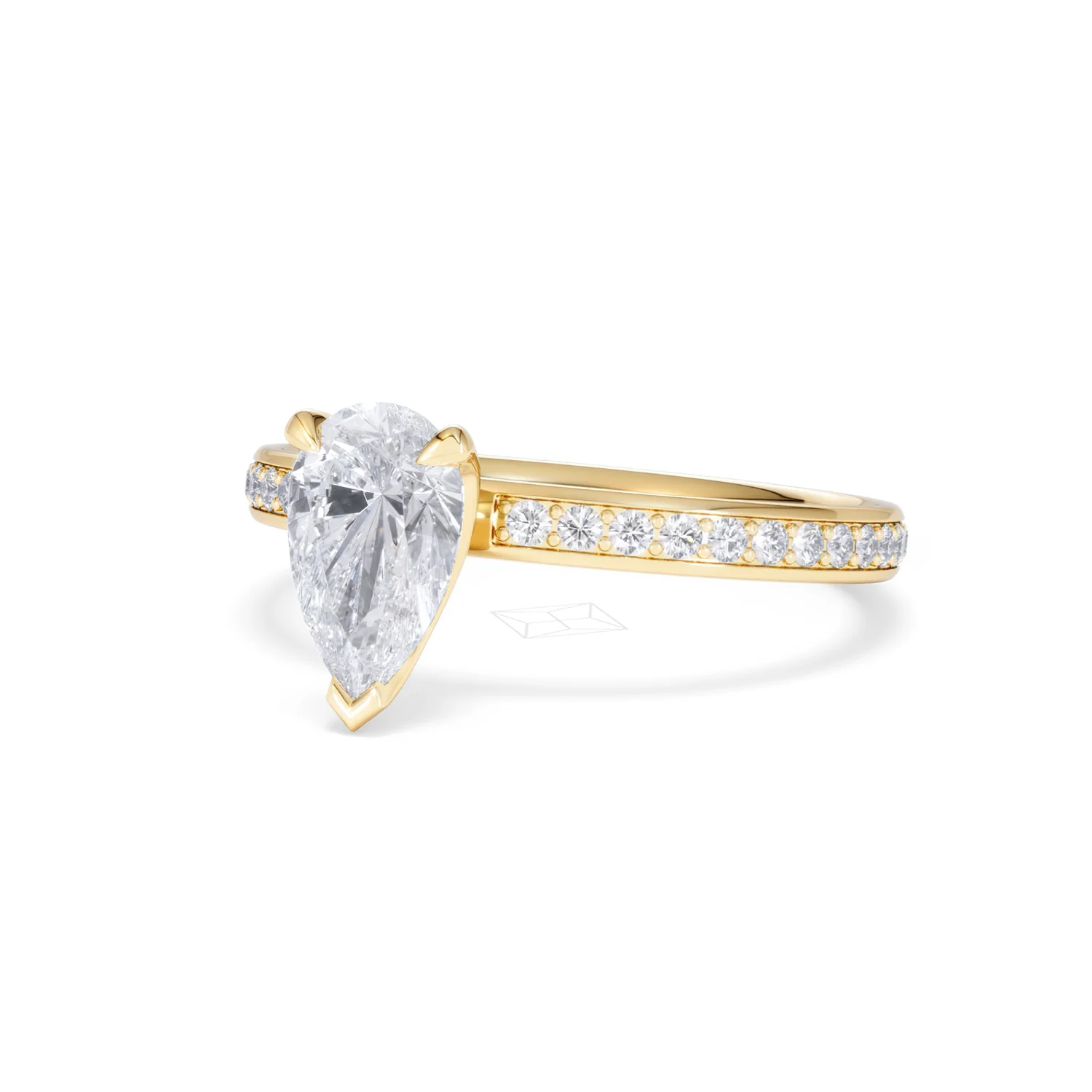 Origin 1.25ct Pear Cut Lab Diamond Solitaire Engagement Ring with Side Stones in 18K Yellow Gold - Image 81