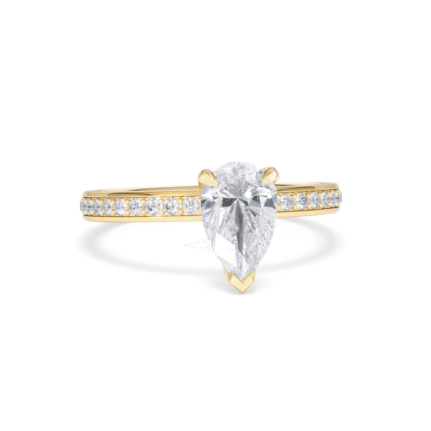 Origin 1.25ct Pear Cut Lab Diamond Solitaire Engagement Ring with Side Stones in 18K Yellow Gold - Image 9