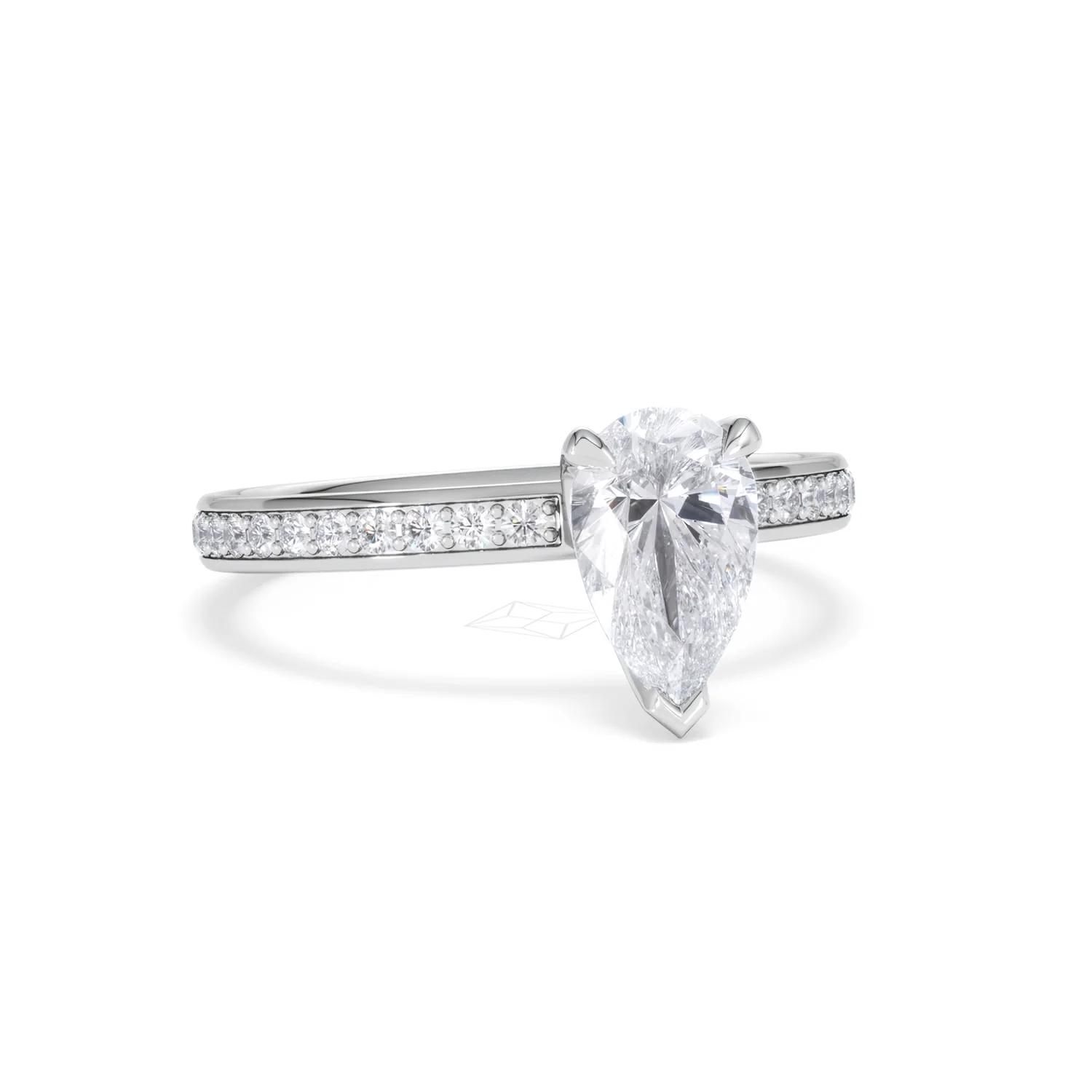 Origin 1.25ct Pear Cut Lab Diamond Solitaire Engagement Ring with Side Stones in Platinum - Image 11