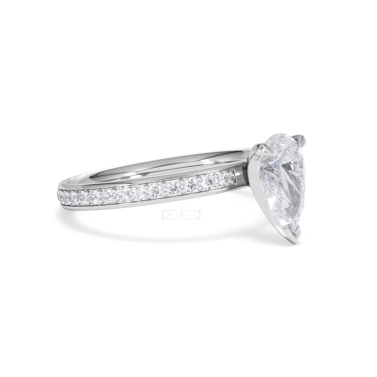 Origin 1.25ct Pear Cut Lab Diamond Solitaire Engagement Ring with Side Stones in Platinum - Image 17