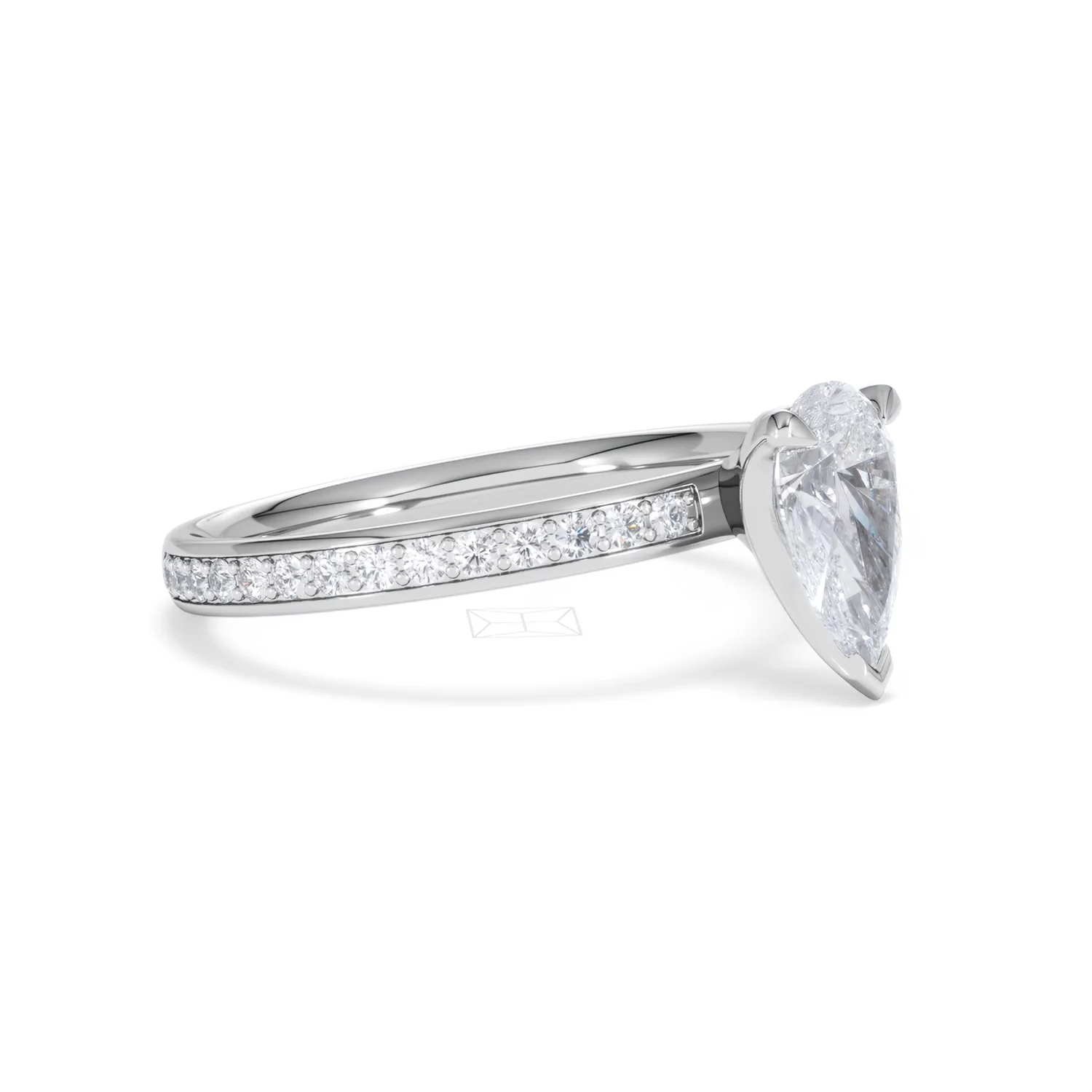 Origin 1.25ct Pear Cut Lab Diamond Solitaire Engagement Ring with Side Stones in Platinum - Image 18