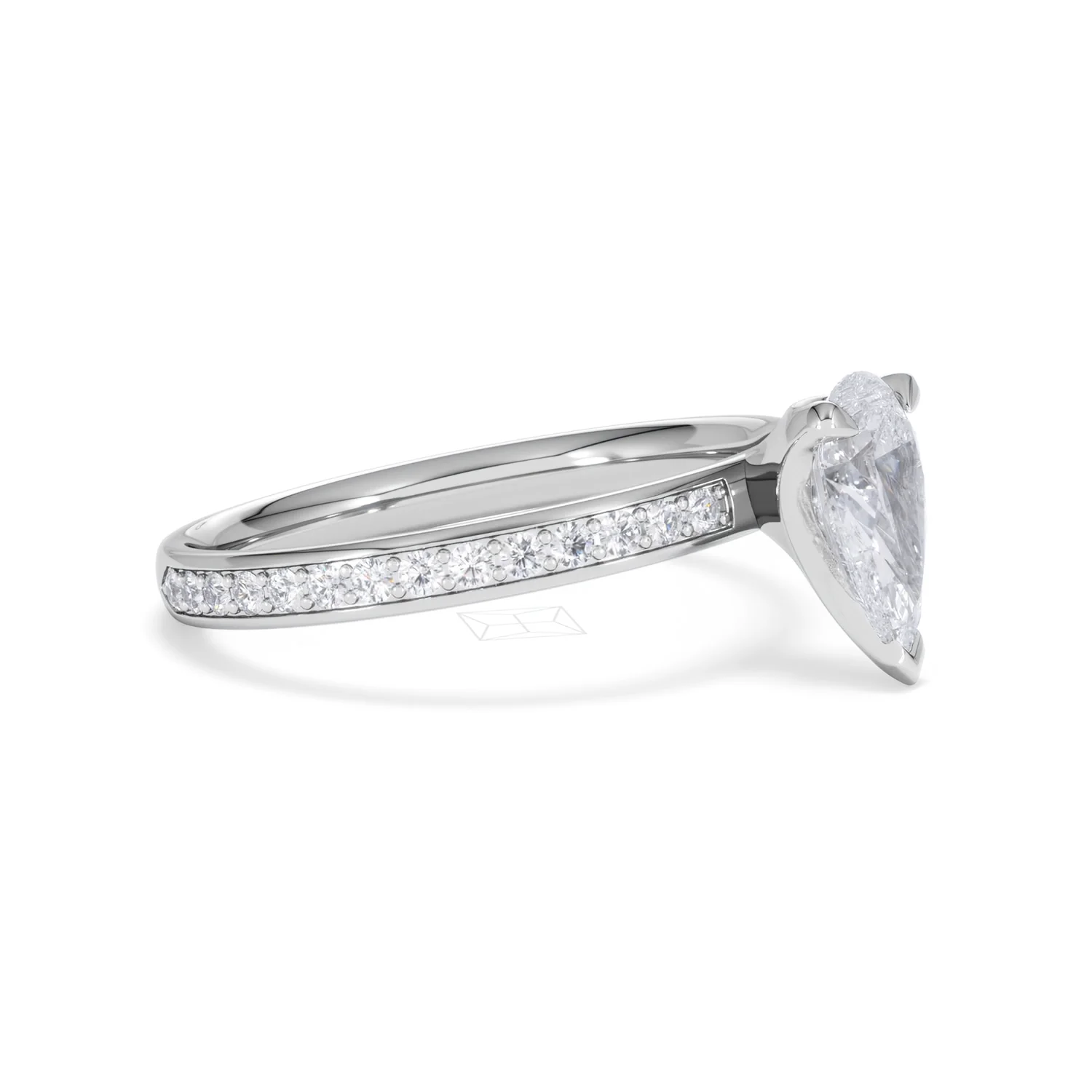 Origin 1.25ct Pear Cut Lab Diamond Solitaire Engagement Ring with Side Stones in Platinum - Image 20