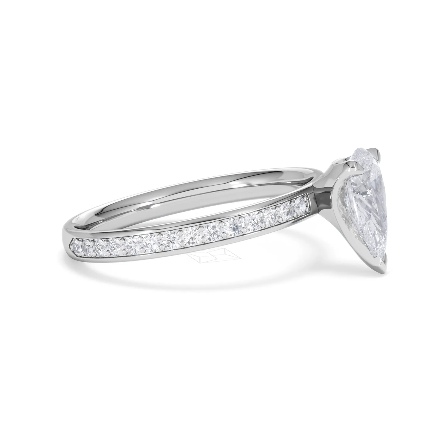 Origin 1.25ct Pear Cut Lab Diamond Solitaire Engagement Ring with Side Stones in Platinum - Image 22