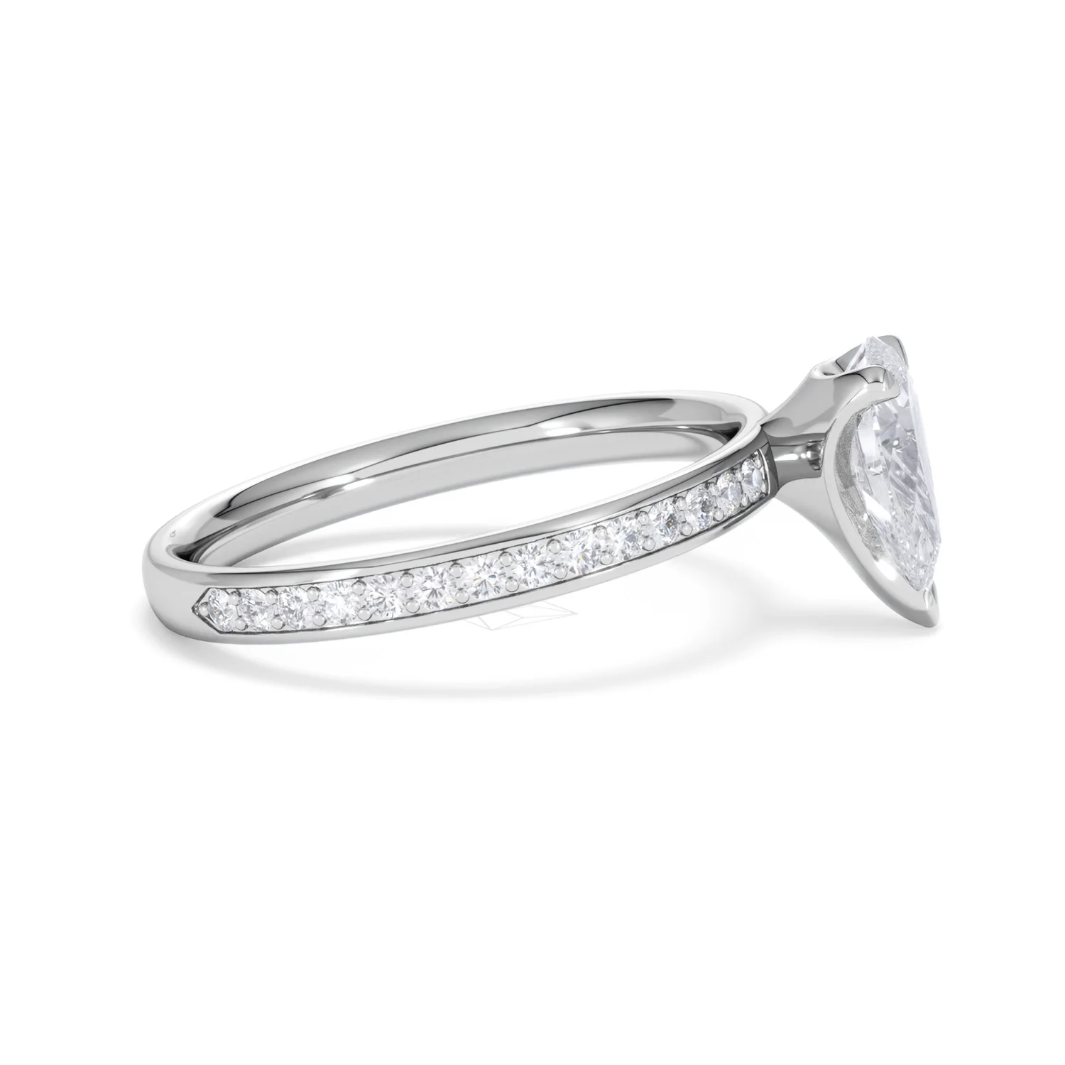 Origin 1.25ct Pear Cut Lab Diamond Solitaire Engagement Ring with Side Stones in Platinum - Image 25