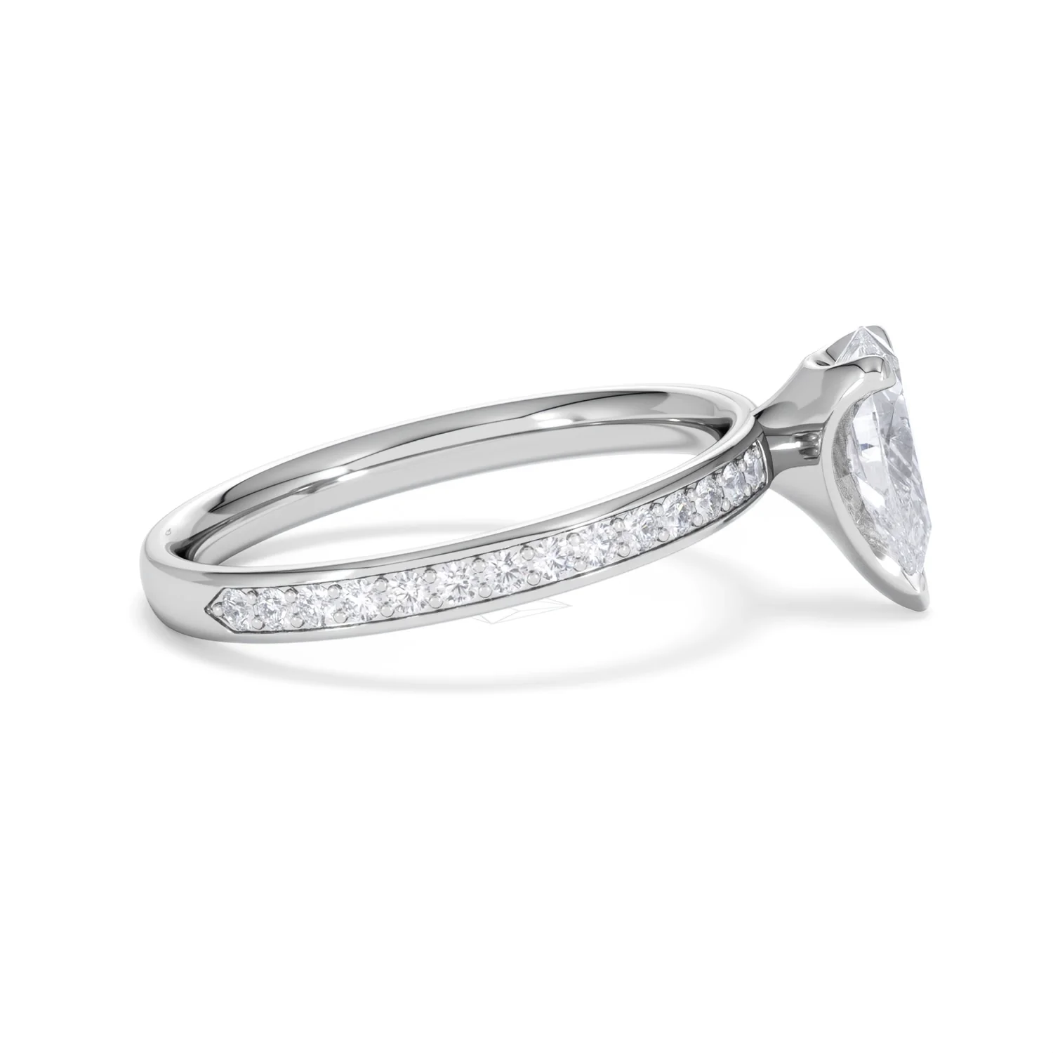 Origin 1.25ct Pear Cut Lab Diamond Solitaire Engagement Ring with Side Stones in Platinum - Image 26