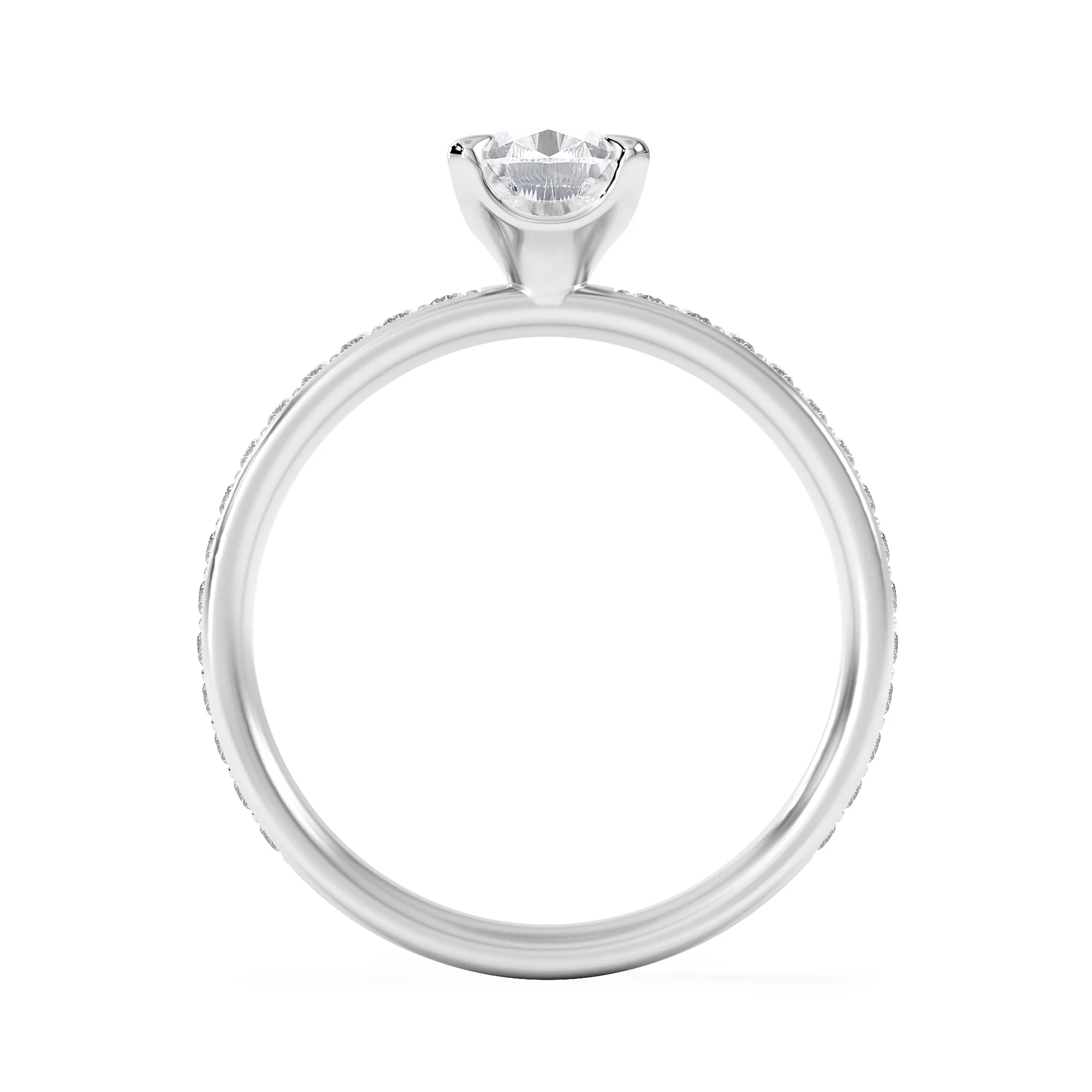 Origin 1.25ct Pear Cut Lab Diamond Solitaire Engagement Ring with Side Stones in Platinum - Image 3