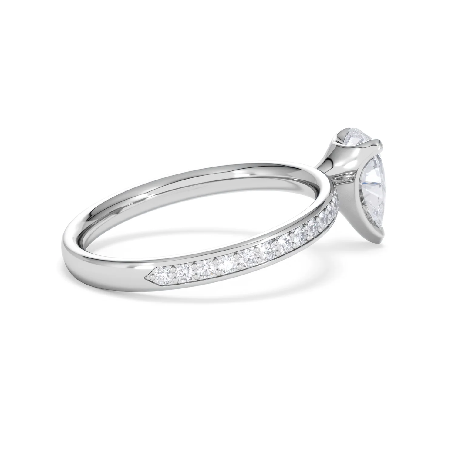 Origin 1.25ct Pear Cut Lab Diamond Solitaire Engagement Ring with Side Stones in Platinum - Image 32