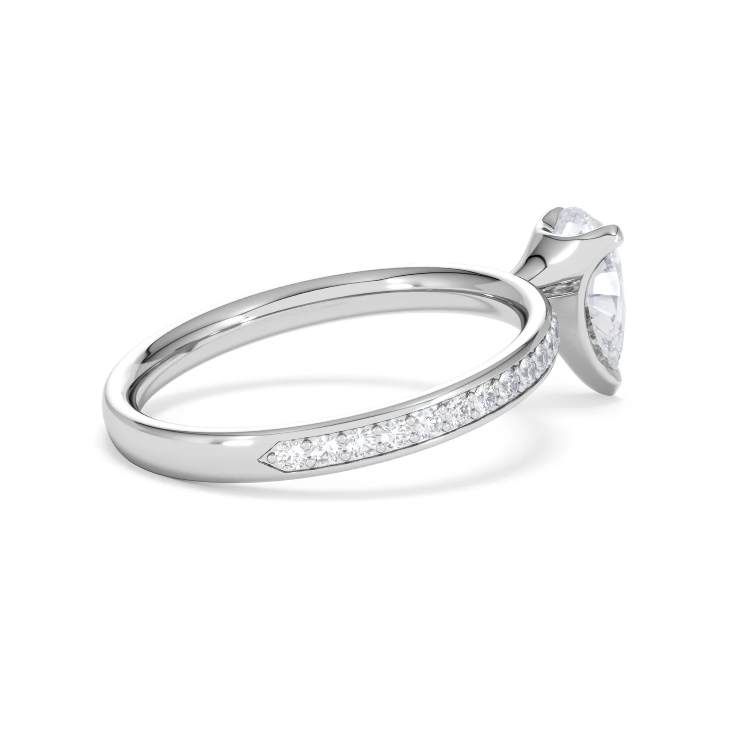 Origin 1.25ct Pear Cut Lab Diamond Solitaire Engagement Ring with Side Stones in Platinum - Image 33