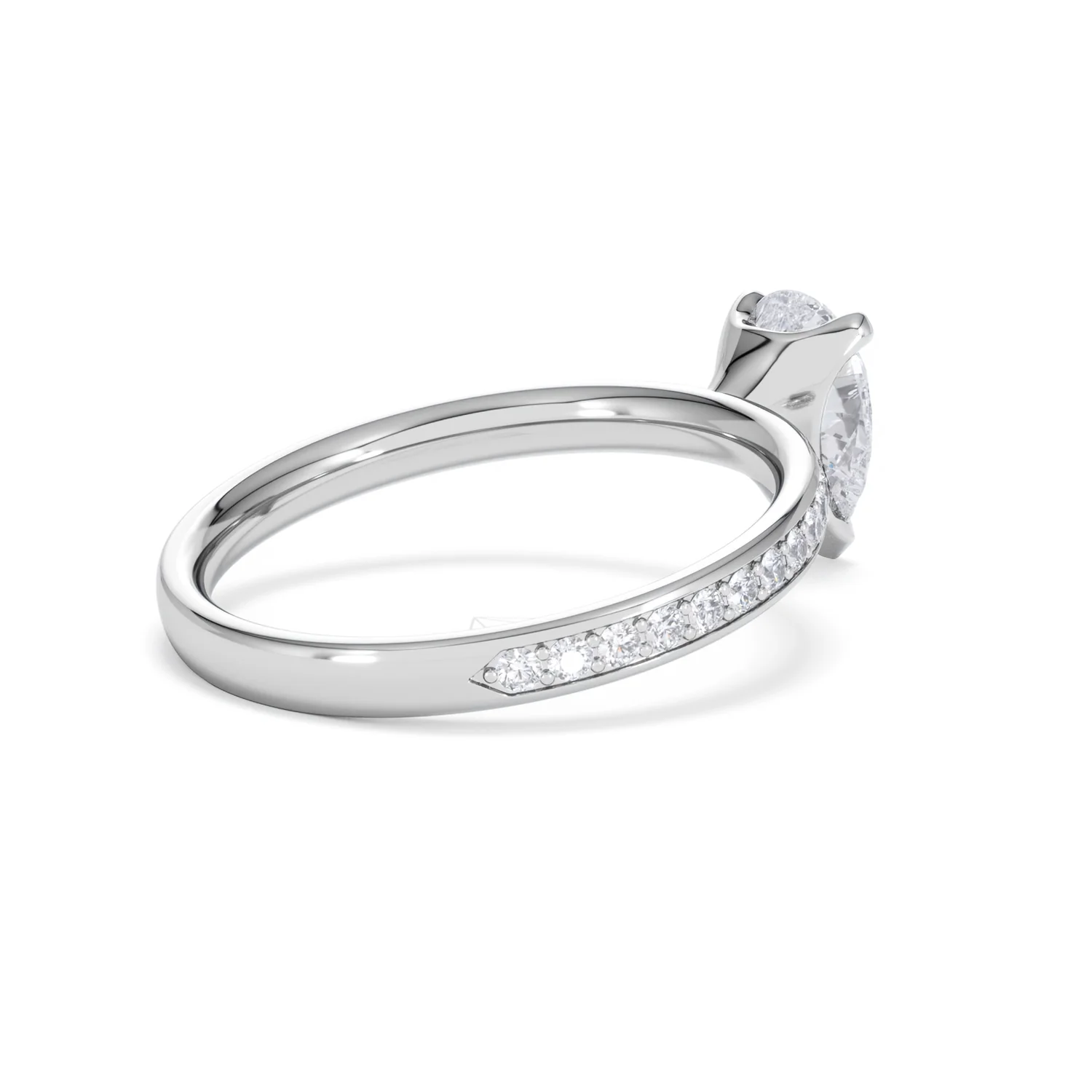 Origin 1.25ct Pear Cut Lab Diamond Solitaire Engagement Ring with Side Stones in Platinum - Image 36