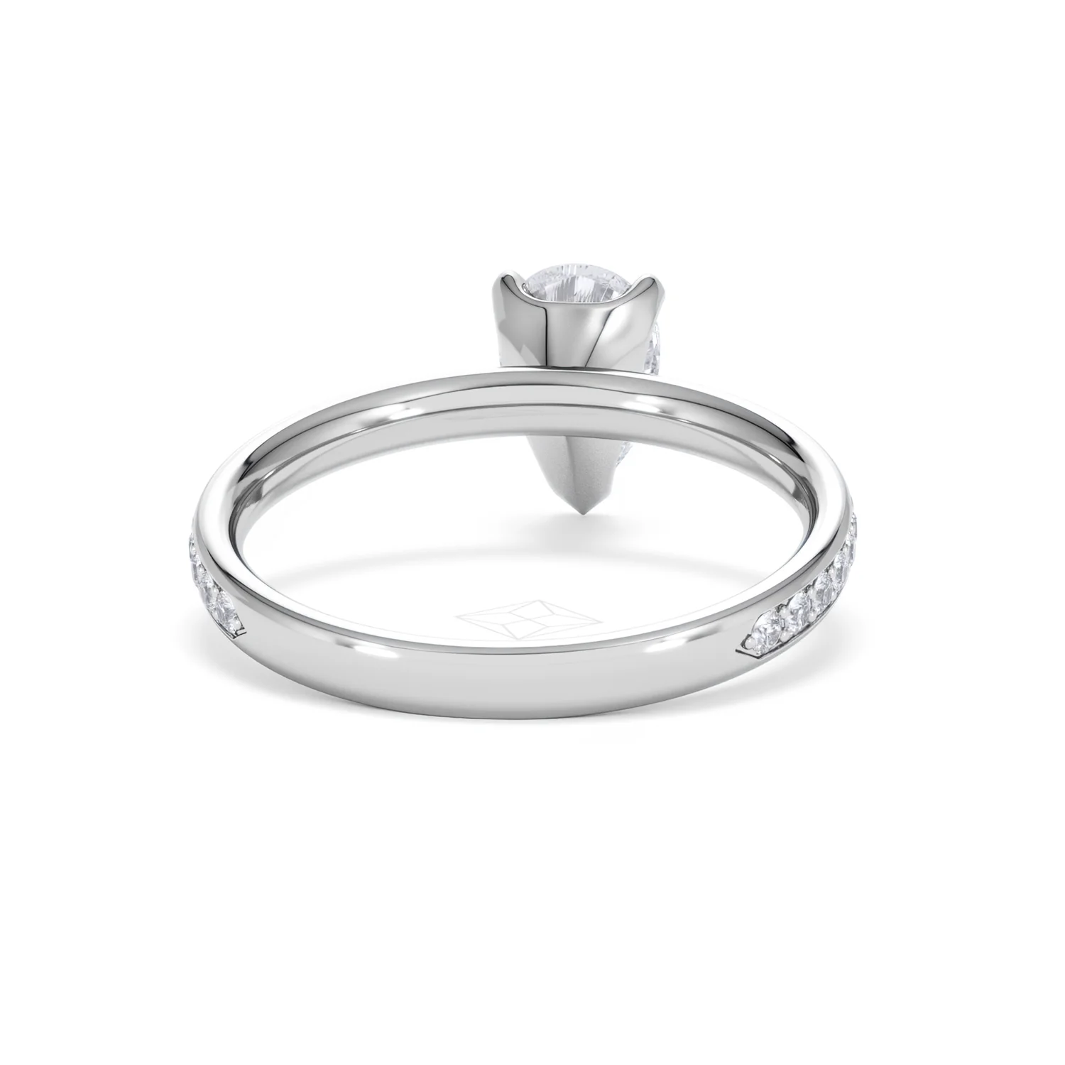 Origin 1.25ct Pear Cut Lab Diamond Solitaire Engagement Ring with Side Stones in Platinum - Image 45