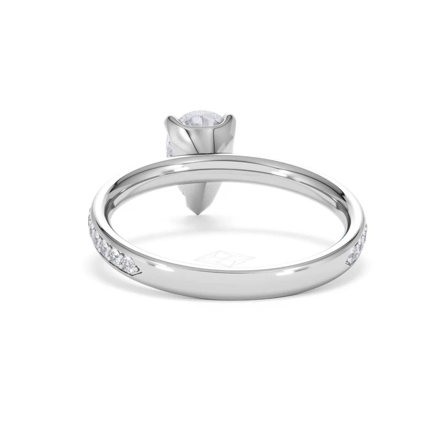 Origin 1.25ct Pear Cut Lab Diamond Solitaire Engagement Ring with Side Stones in Platinum - Image 49
