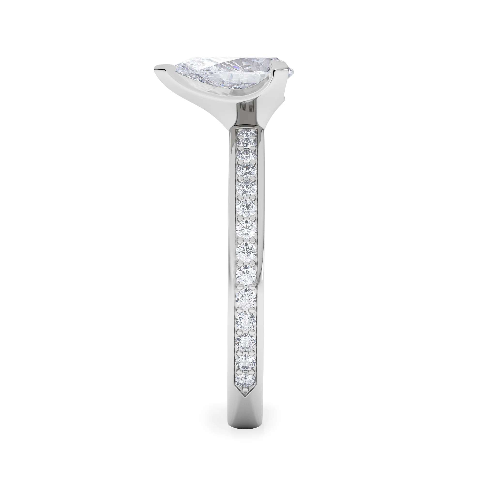 Origin 1.25ct Pear Cut Lab Diamond Solitaire Engagement Ring with Side Stones in Platinum - Image 5