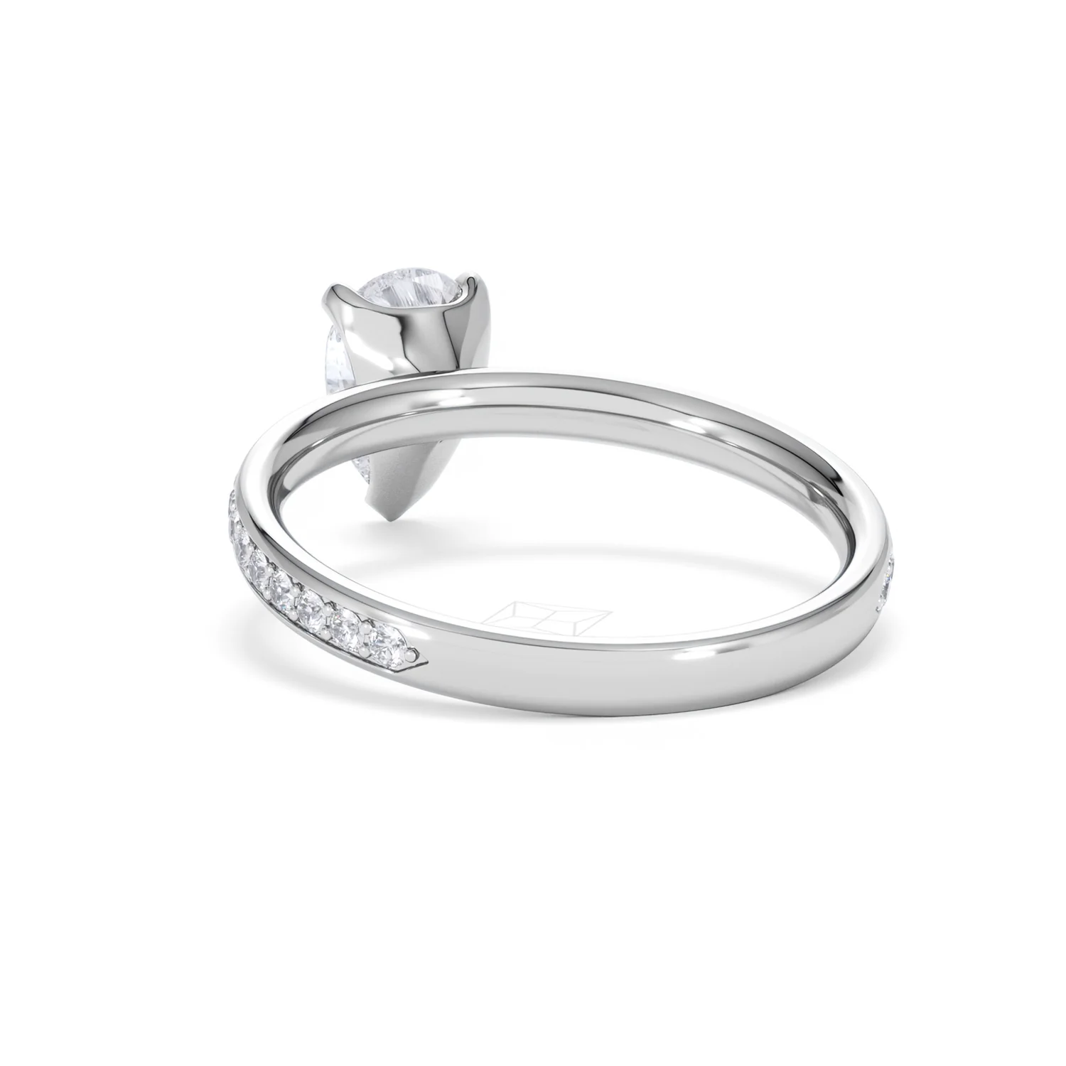 Origin 1.25ct Pear Cut Lab Diamond Solitaire Engagement Ring with Side Stones in Platinum - Image 52