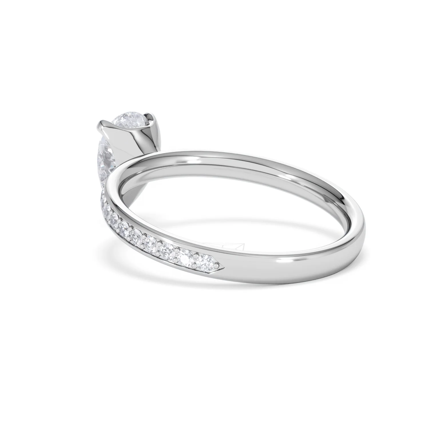 Origin 1.25ct Pear Cut Lab Diamond Solitaire Engagement Ring with Side Stones in Platinum - Image 56