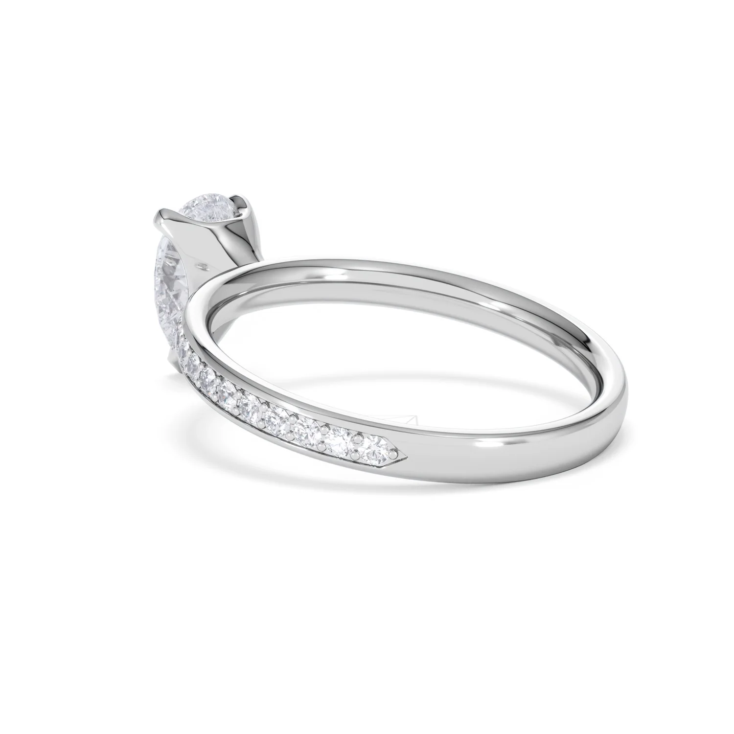 Origin 1.25ct Pear Cut Lab Diamond Solitaire Engagement Ring with Side Stones in Platinum - Image 57