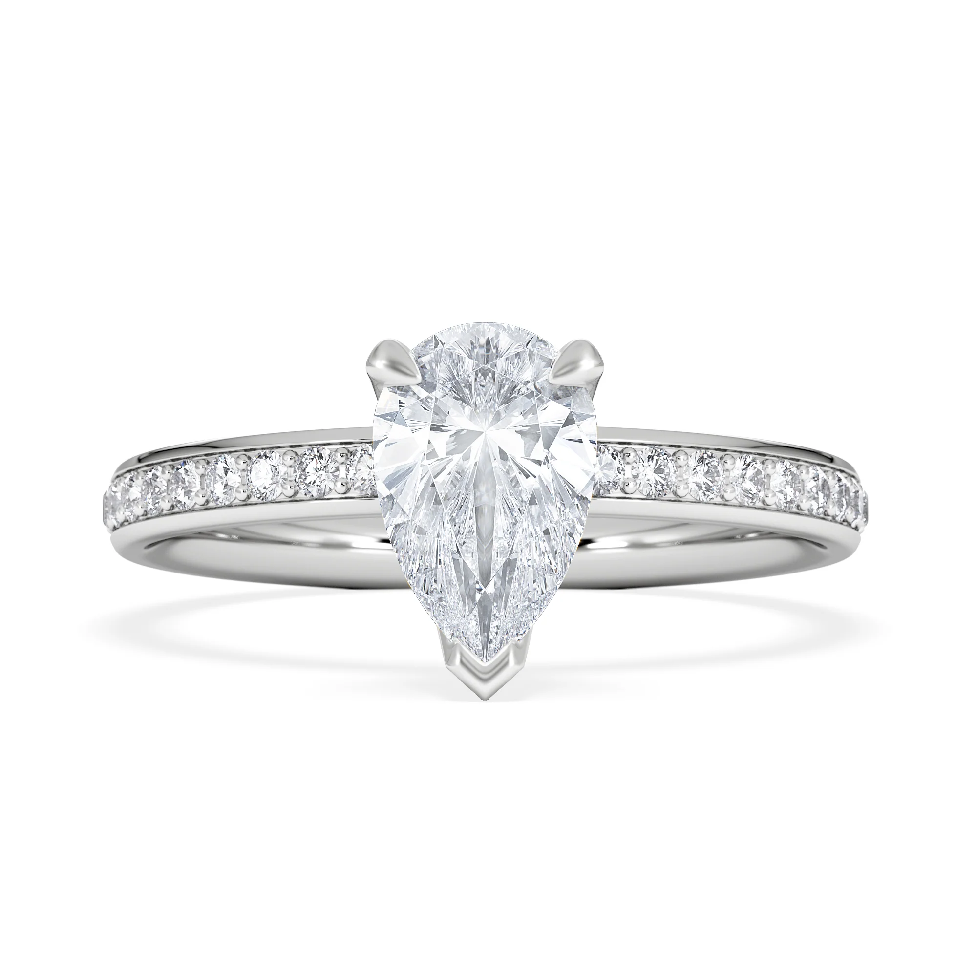 Origin 1.25ct Pear Cut Lab Diamond Solitaire Engagement Ring with Side Stones in Platinum - Image 6