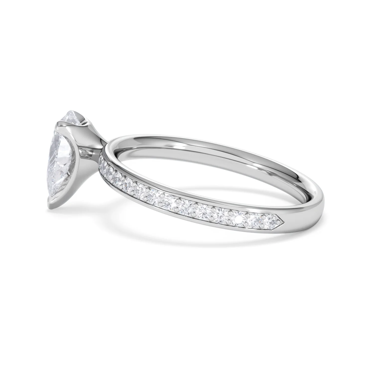 Origin 1.25ct Pear Cut Lab Diamond Solitaire Engagement Ring with Side Stones in Platinum - Image 65