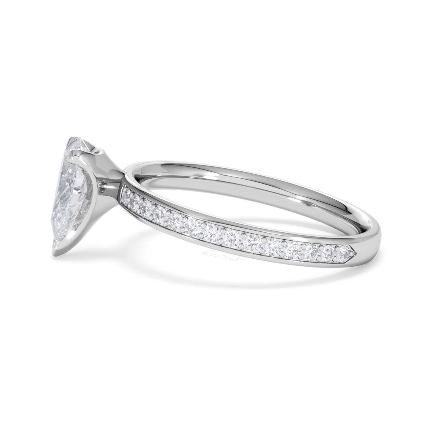Origin 1.25ct Pear Cut Lab Diamond Solitaire Engagement Ring with Side Stones in Platinum - Image 68