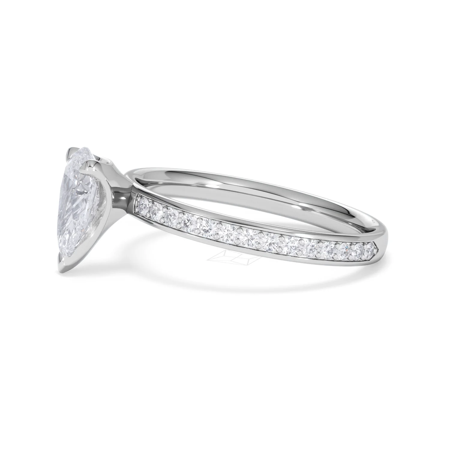 Origin 1.25ct Pear Cut Lab Diamond Solitaire Engagement Ring with Side Stones in Platinum - Image 71