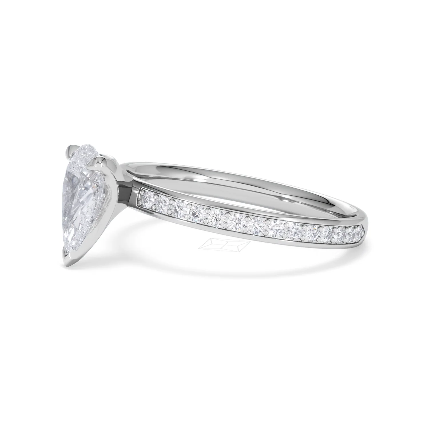 Origin 1.25ct Pear Cut Lab Diamond Solitaire Engagement Ring with Side Stones in Platinum - Image 73