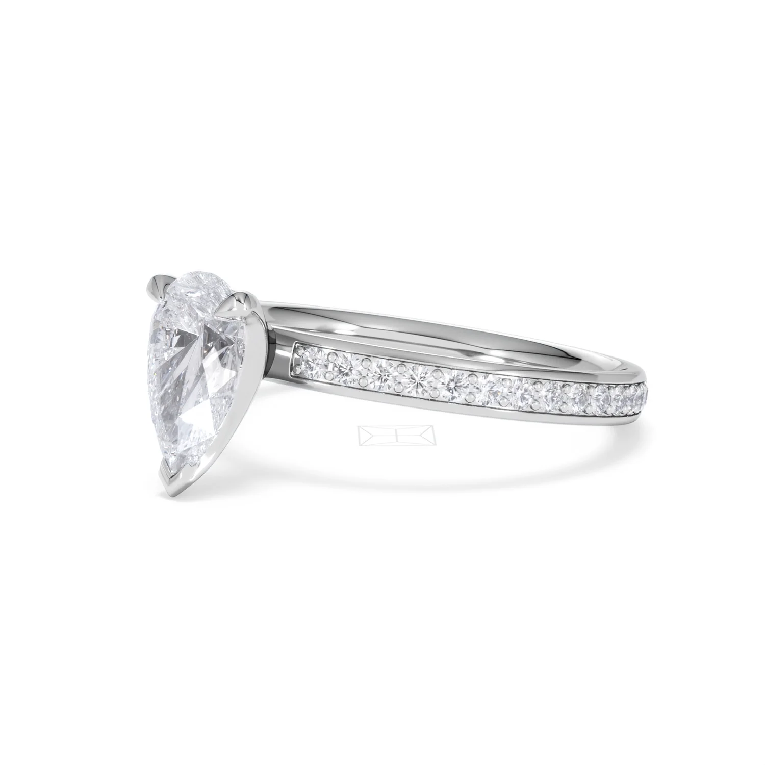 Origin 1.25ct Pear Cut Lab Diamond Solitaire Engagement Ring with Side Stones in Platinum - Image 77